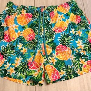 George Men's Blue Tropical Print swim trunks